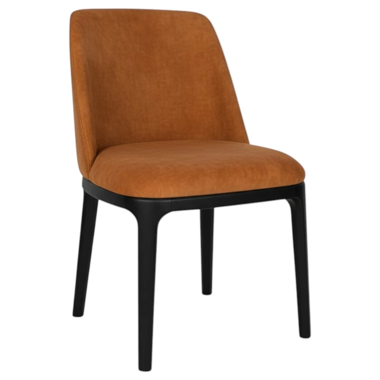 Eleganckie krzesło jadalniane KT37 profil rudy welur Magic Velvet 2213 czarny stelaż