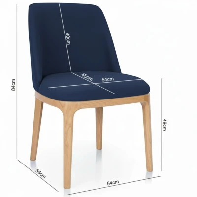 Zdjęcie krzesła z wymiarami KT37 specyfikacja techniczna 84cm granatowe szerokie