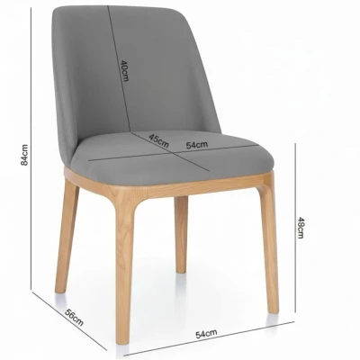 Zdjęcie krzesła z wymiarami KT37 specyfikacja techniczna 84cm szare szerokie siedzisko