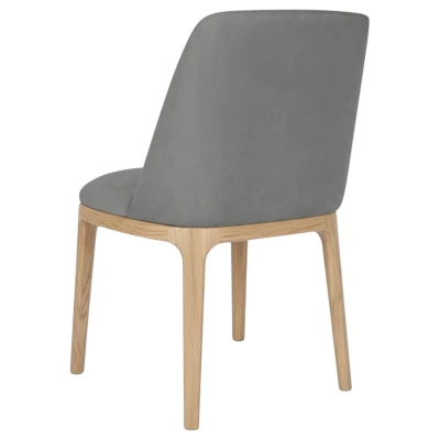 Eleganckie meble jadalniane KT37 tył i opływowe oparcie szary dąb naturalny