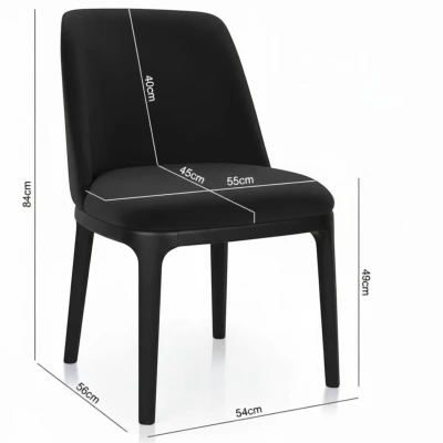 Zdjęcie krzesła z wymiarami KT37 specyfikacja techniczna 84cm czarne szerokie