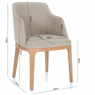 Zdjęcie krzesła z wymiarami KT38 specyfikacja techniczna 84cm beżowe podłokietniki