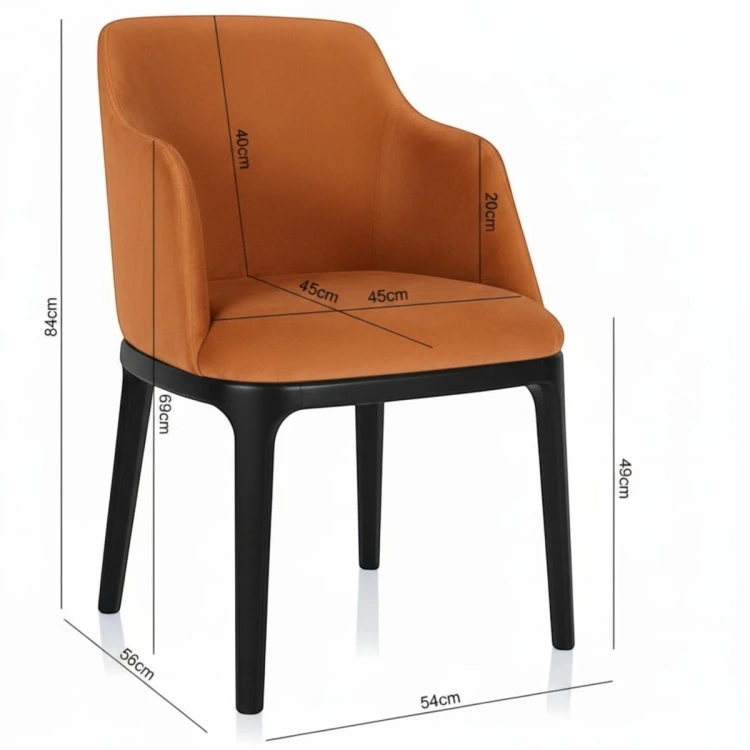 Zdjęcie krzesła z wymiarami KT38 specyfikacja techniczna 84cm miedziane z podłokietnikami