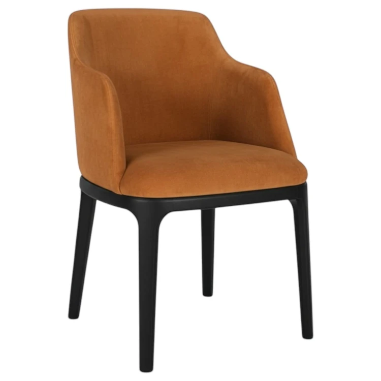 Nowoczesny fotel do jadalni KT38 profil rudy welur Magic Velvet 2213 czarny stelaż
