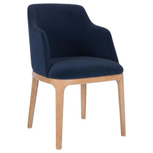 Luksusowe krzesło do stołu KT38 profil granatowy welur Magic Velvet 2216 dąb naturalny