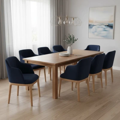 Granatowe krzesło z podłokietnikami KT38 styl modern classic jasne drewno
