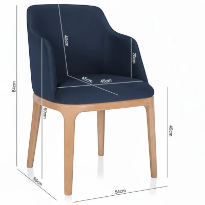 Zdjęcie krzesła z wymiarami KT38 specyfikacja techniczna 84cm granatowe z podłokietnikami