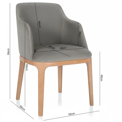 Zdjęcie krzesła z wymiarami KT38 specyfikacja techniczna 84cm szare z podłokietnikami