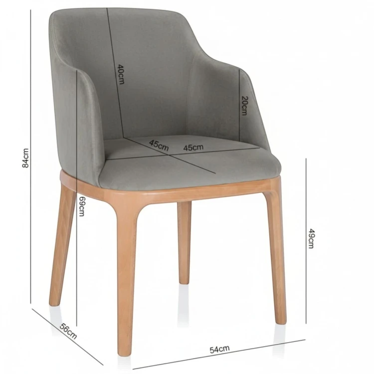 Zdjęcie krzesła z wymiarami KT38 specyfikacja techniczna 84cm szare z podłokietnikami
