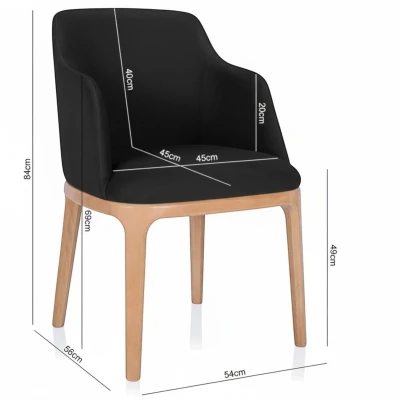 Zdjęcie krzesła z wymiarami KT38 specyfikacja techniczna 84cm czarne z podłokietnikami