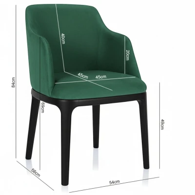 Zdjęcie krzesła z wymiarami KT38 specyfikacja techniczna 84cm zielone z podłokietnikami
