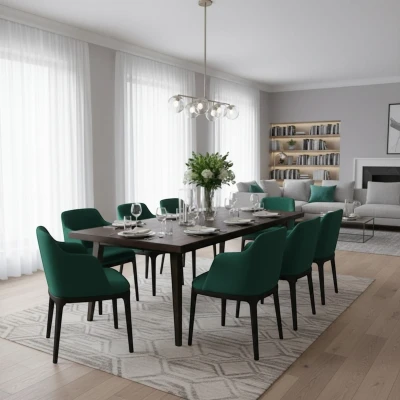 Zielone krzesło z podłokietnikami KT38 styl glamour czarne nogi