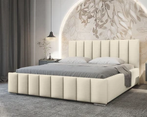 Łóżko sypialniane 180x200 GRETA z funkcją przechowywania - beżowe