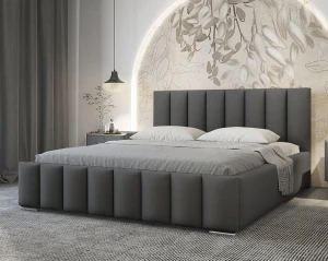 Łóżko sypialniane 200x200 GRETA z funkcją przechowywania - szare