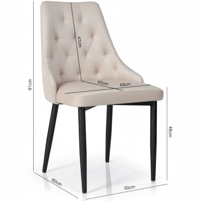 Zdjęcie krzesła z wymiarami KT43 specyfikacja techniczna 91cm beżowe siedzisko