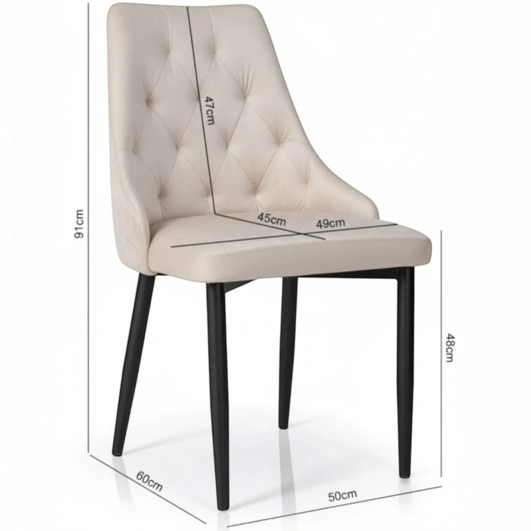 Zdjęcie krzesła z wymiarami KT43 specyfikacja techniczna 91cm beżowe siedzisko