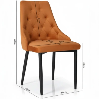 Zdjęcie krzesła z wymiarami KT43 specyfikacja techniczna 91cm rude siedzisko