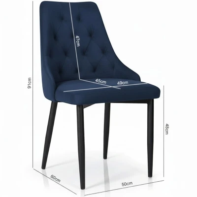 Zdjęcie krzesła z wymiarami KT43 specyfikacja techniczna 91cm granatowy welur