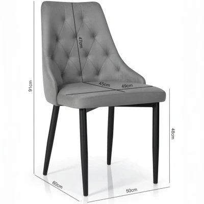 Zdjęcie krzesła z wymiarami KT43 specyfikacja techniczna 91cm szary welur