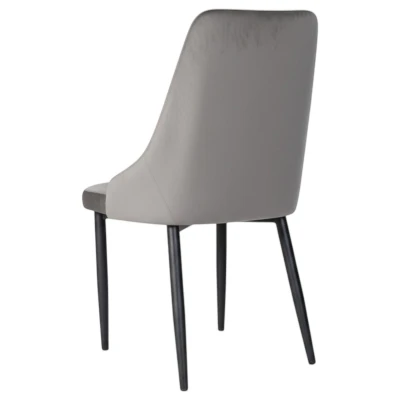 Wygodne krzesło do jadalni KT43 ergonomiczne oparcie i czarne metalowe nogi