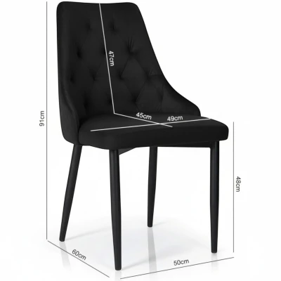 Zdjęcie krzesła z wymiarami KT43 specyfikacja techniczna 91cm czarne welurowe