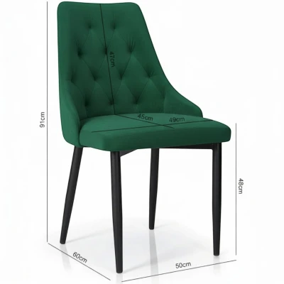 Zdjęcie krzesła z wymiarami KT43 specyfikacja techniczna 91cm zielone welurowe