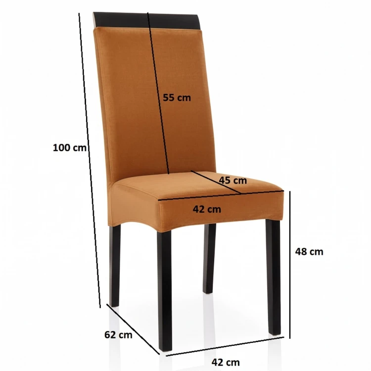 Wymiary krzesła tapicerowanego KT2 rysunek techniczny specyfikacja 100cm
