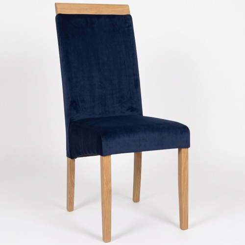 Krzesło tapicerowane KT2 granatowy welur Magic Velvet 2216 dąb naturalny profil