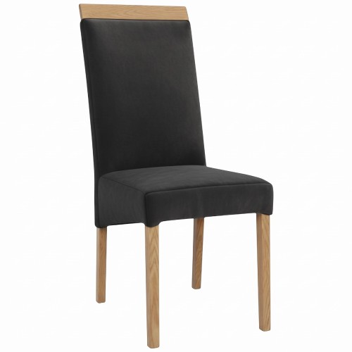 Krzesło tapicerowane KT2 czarny welur Magic Velvet 2219 nogi dąb naturalny profil