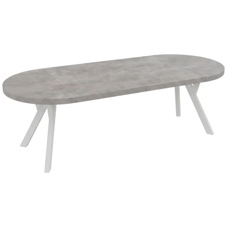 Rozłożony stół owalny CONVIVIO 170 cm do salonu beton atelier