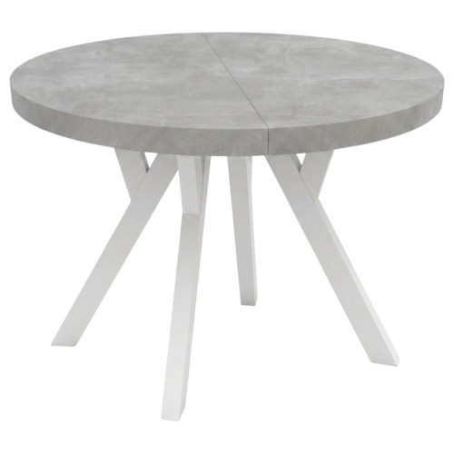 Stół okrągły rozkładany CONVIVIO 90 cm blat beton atelier białe nogi