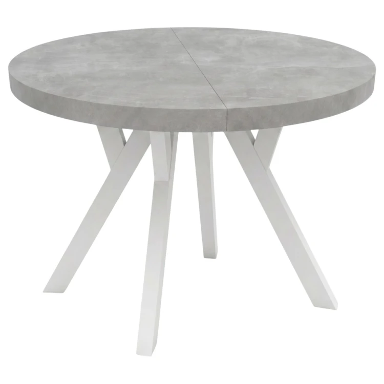 Stół okrągły rozkładany CONVIVIO 90 cm blat beton atelier białe nogi