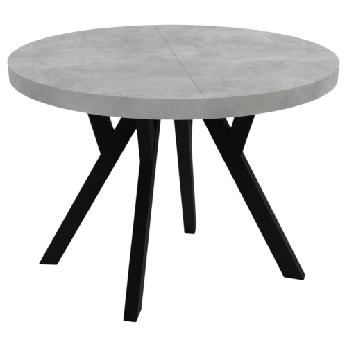 Stół okrągły rozkładany CONVIVIO 90 cm beton atelier czarne nogi