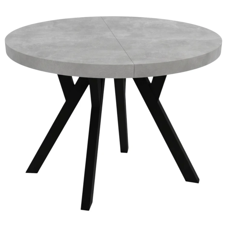 Stół okrągły rozkładany CONVIVIO 90 cm beton atelier czarne nogi
