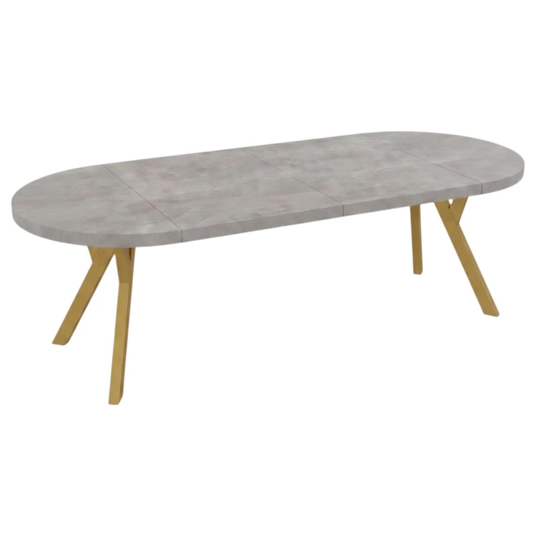 Rozłożony stół rozsuwany CONVIVIO 170 cm beton atelier i złote nogi