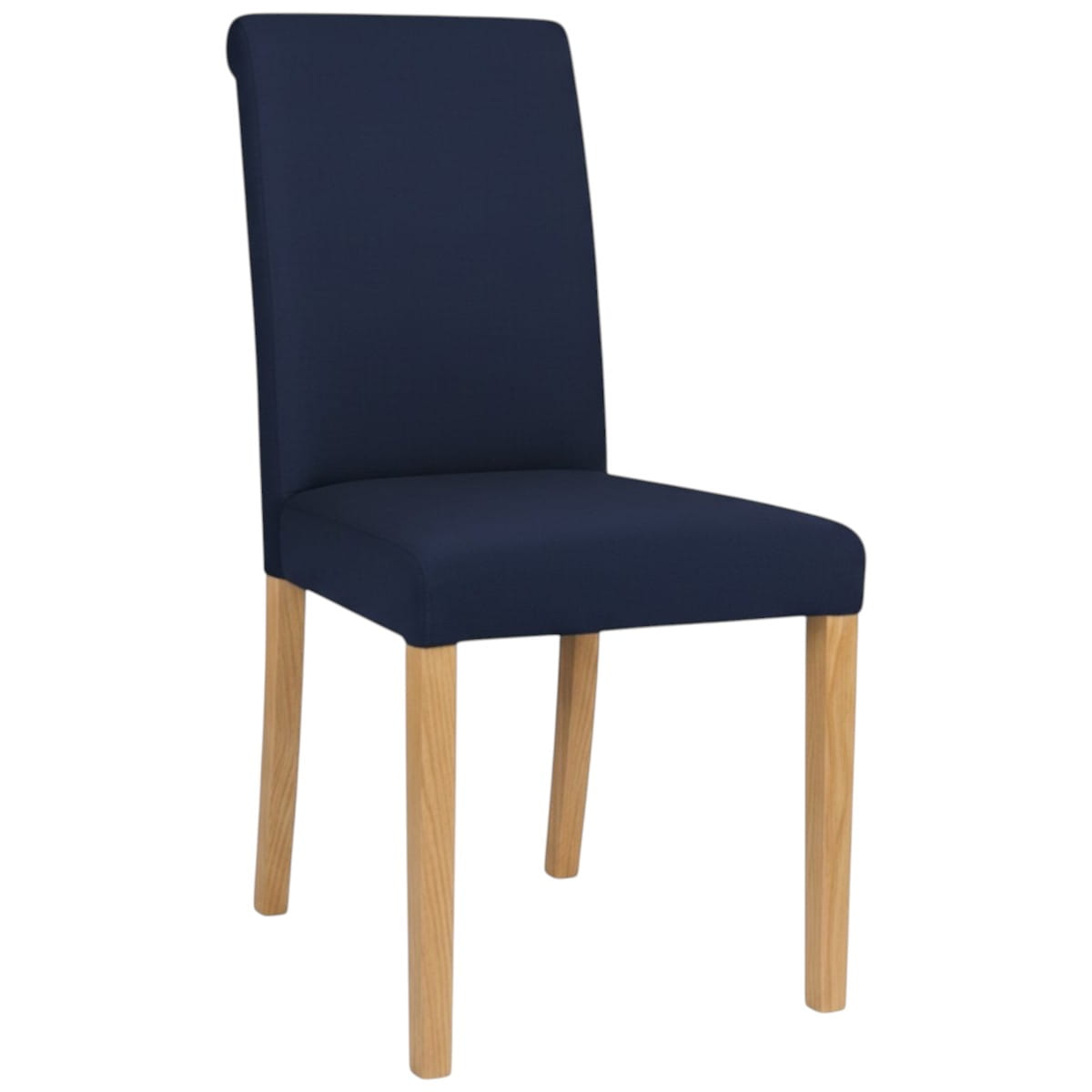 Krzesło tapicerowane KT1 granatowe tkanina Magic Velvet 2216 nogi dąb naturalny