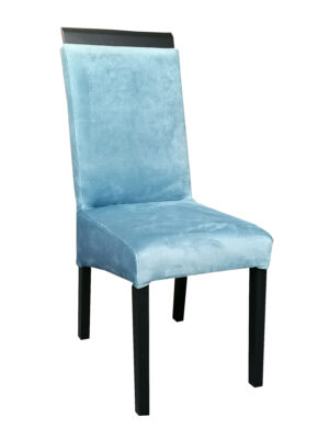 Krzesło do jadalni całe tapicerowane z drewnianą listwą KT 2 w czarnym kolorze tkanina welurowa
