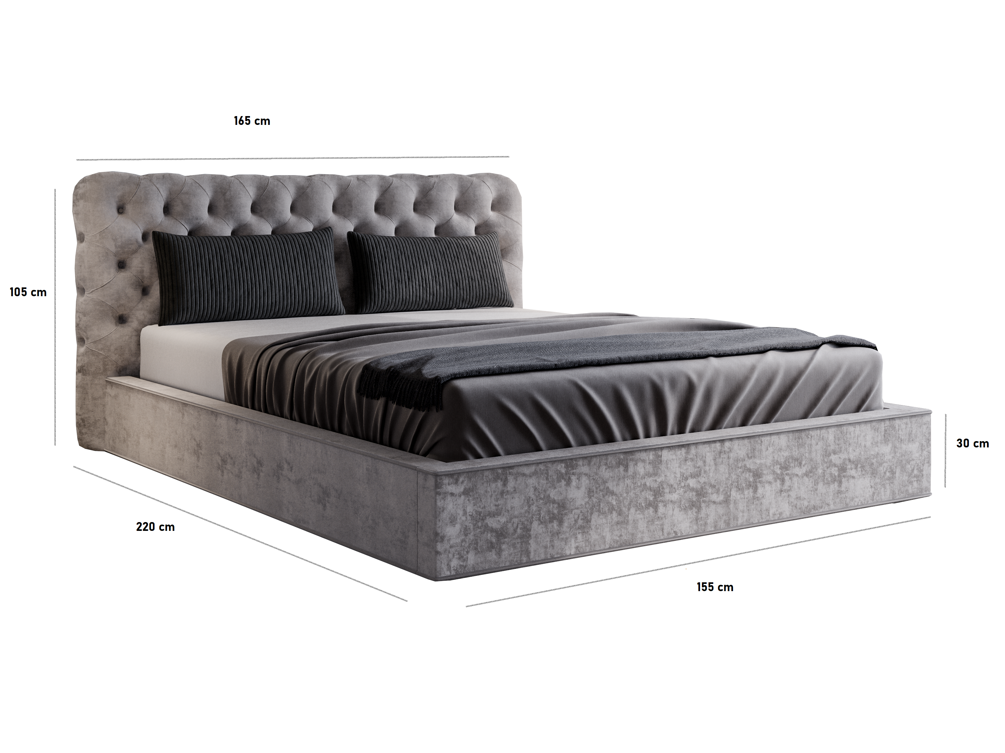 Łóżko tapicerowane Ł15 pikowane z pojemnikiem na pościel wygodne tkanina zmywalna stelaż drewniany lub metalowy do sypialni wygodne