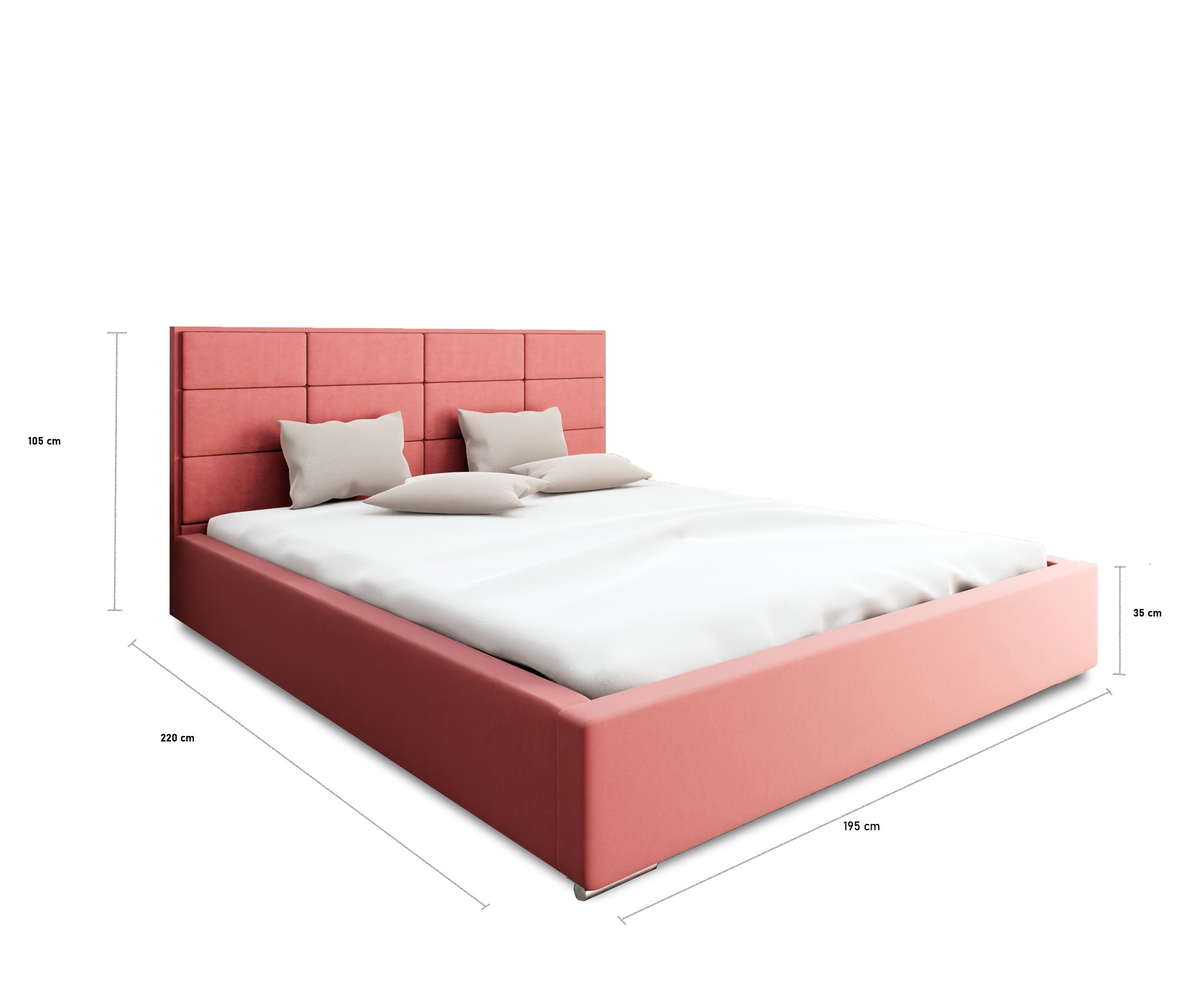 Wymiary łóżka do sypialni z pojemnikiem na pościel Ł25 180/200